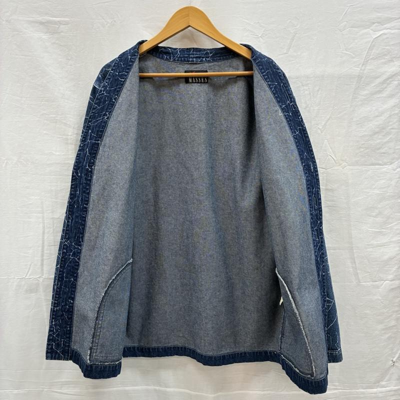 古着 USED ジャケット、上着 ジャンパー、ブルゾン MASSES マシス クラック デニム ジャケット ノーカラー カバーオール S インディゴ / インディゴ / Indigo メンズ USED 古着 中古 50152927