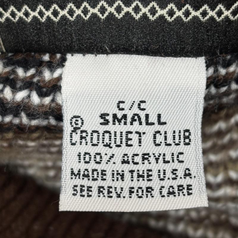 古着 USED トップス トップス CROQUET CLUB USA製 パッチワーク柄 モックネック ニット セーター S 総柄 メンズ USED 古着 中古 50153016