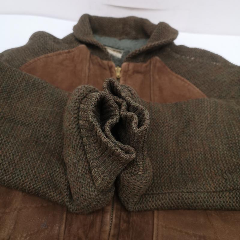 ヴィンテージ VINTAGE ジャケット、上着 レザージャケット 50s 60s ニット ヌバック レザー ジャケット 茶 / ブラウン / brown X オリーブグリーン / オリーブグリーン / メンズ USED 古着 中古 50153448