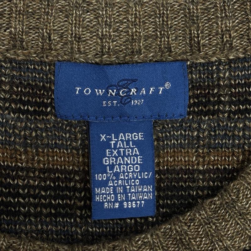 タウンクラフト TOWNCRAFT ニット、セーター 長袖 90年代 ビンテージ 台湾製 ビッグサイズ クルーネック ニット セーター 90s VINTAGE XL メンズ USED 古着 中古 50153496