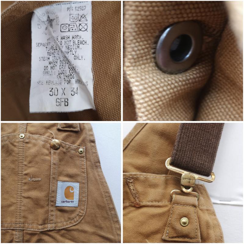 カーハート Carhartt サロペット・オーバーオール サロペット、オーバーオール 90s ダブルニー ダック オーバーオール 6FB 30×34 - 茶 / ブラウン / brown メンズ USED 古着 中古 50153598