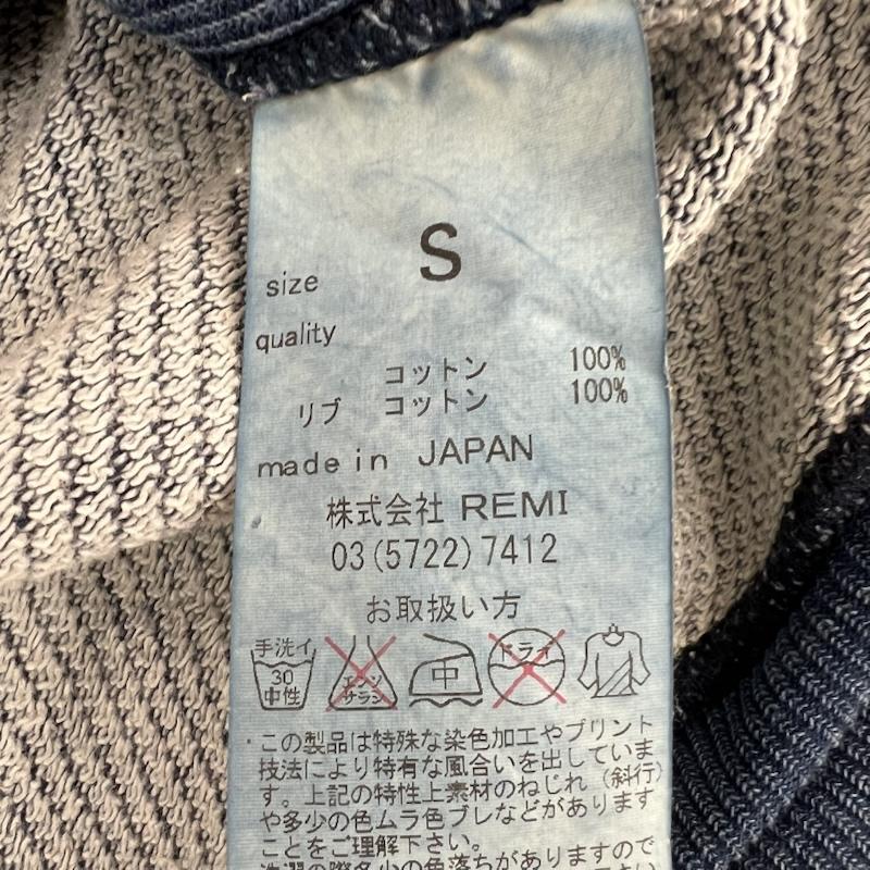 レミ レリーフ REMI RELIEF パーカー 長袖 ダメージ加工 インディゴ スウェット プルオーバー パーカー S メンズ USED 古着 中古 50153685