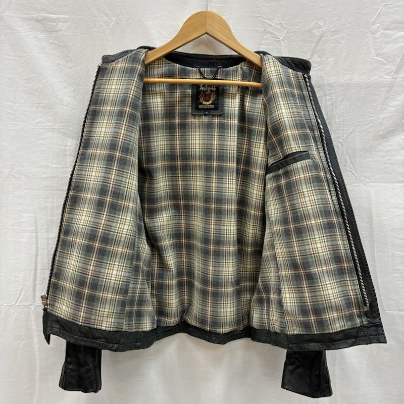 ショット schott ジャケット、上着 ジャンパー、ブルゾン CLASSIC RACER JACKET クラシック レーサー レザー ジャケット 3101010 シングル ライダース S ワンポイント X ロゴ、文字 X チェック 黒 / ブラック / black メンズ USED 古着 中古 50153851