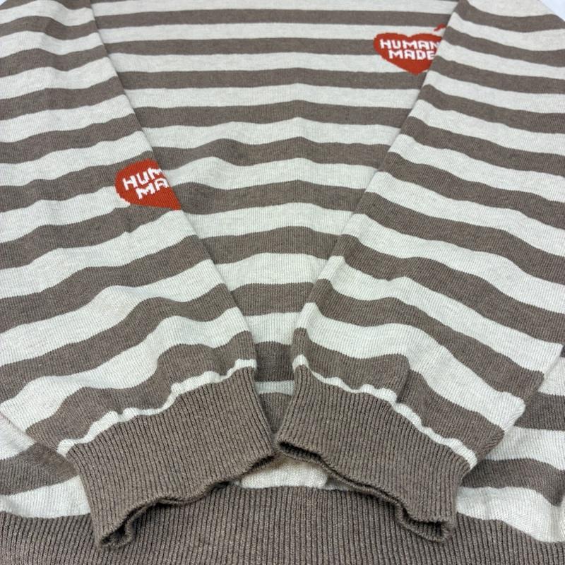 ヒューマンメード HUMAN MADE ニット、セーター 長袖 22AW Striped L/S Knit Sweater HM24CS033 ハートロゴ ボーダー クルーネック ニット セーター XL ボーダー柄 X ロゴ、文字 メンズ USED 古着 中古 50154270