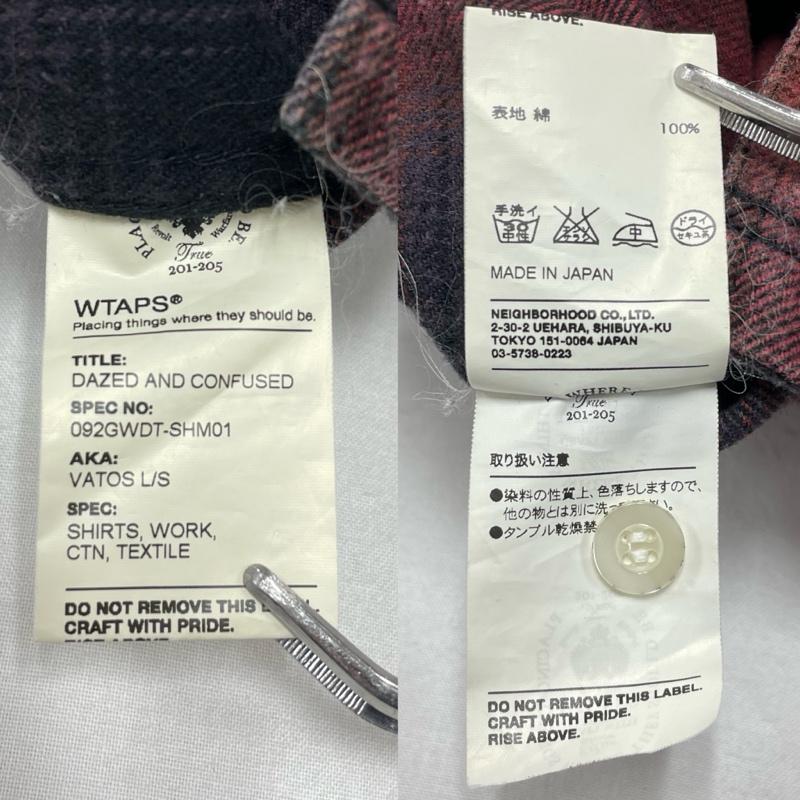 ダブルタップス WTAPS シャツ、ブラウス 長袖 オンブレチェック ネルシャツ S チェック 赤 / レッド / red X 黒 / ブラック / black メンズ USED 古着 中古 50154718
