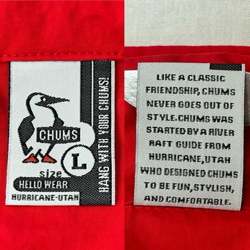 チャムス CHUMS ジャケット、上着 ジャンパー、ブルゾン キャンプフィールドショートジャケット ナイロンジャケット Camp Field Short Jacket CH04-1292 L 無地 X ワンポイント 赤 / レッド / red メンズ USED 古着 中古 50154747