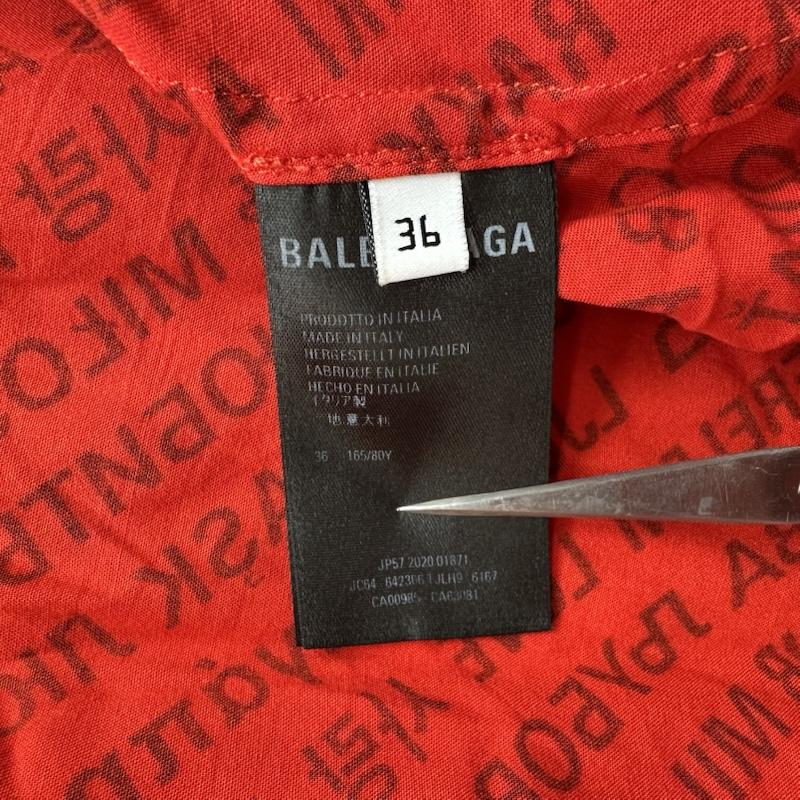 バレンシアガ BALENCIAGA シャツ、ブラウス 長袖 多国語 総柄 レギュラーカラー シャツ 642306 36 赤 / レッド / red レディース USED 古着 中古 50155158