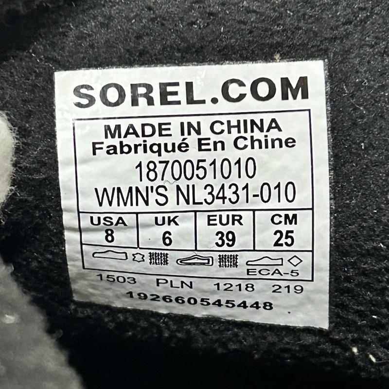 ソレル SOREL アウトドアシューズ アウトドアシューズ WHITNEY SHORT LACE PREMIUM オールレザー スノーブーツ ウィンターブーツ black US8/25cm US:8 無地 黒 / ブラック / black レディース USED 古着 中古 50155229