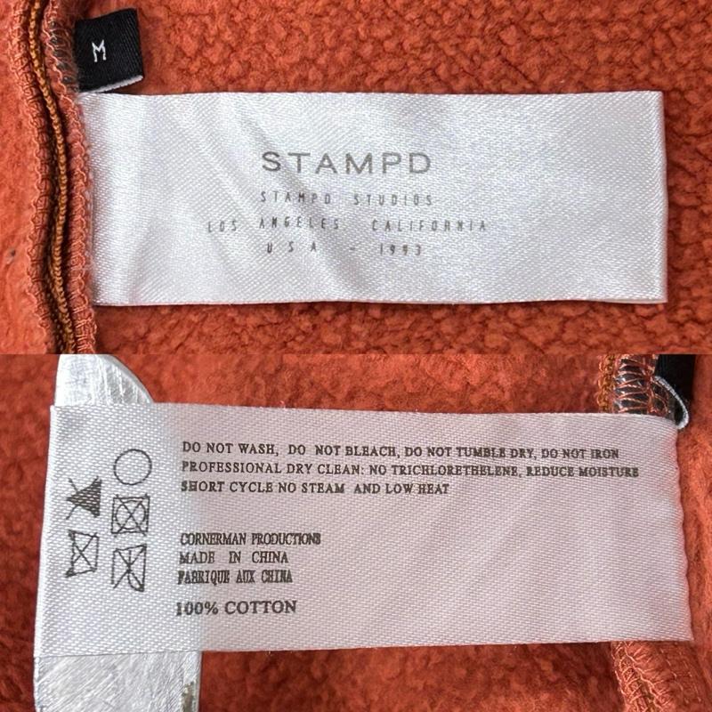 スタンプド STAMPD パーカー 長袖 BASE HOODIE 裏起毛 プルパーカー ジップ ワイドシルエット オレンジ M ロゴ、文字 X 無地 橙 / オレンジ / orange メンズ USED 古着 中古 50155254