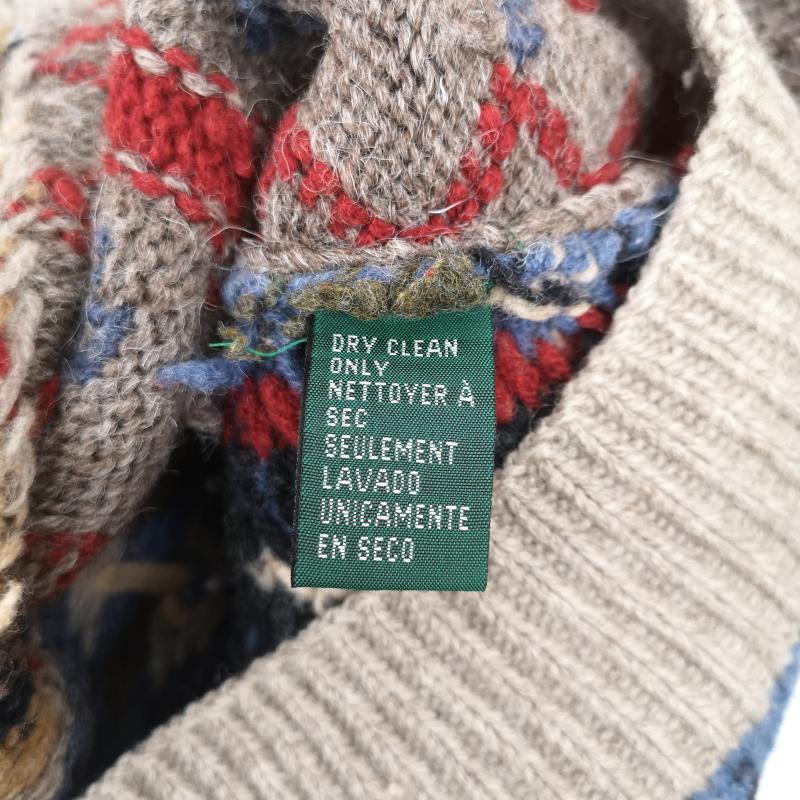 ローレンラルフローレン LAUREN RALPH LAUREN ニット、セーター 長袖 90s 乗馬 野鳥 両面 マルチ パッチワーク ウール ニット セーター M メンズ USED 古着 中古 50155340