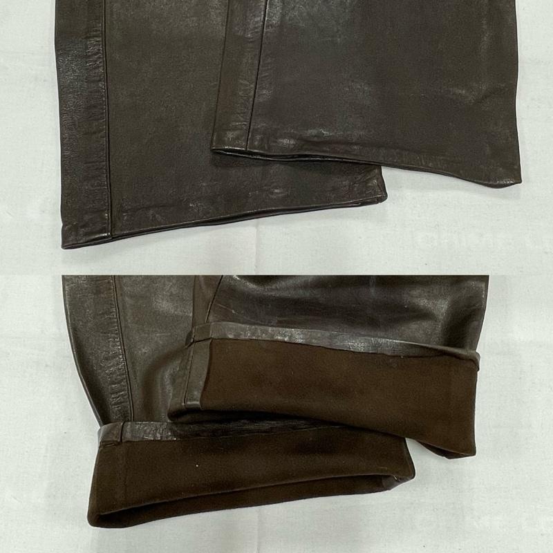 レザー レザー ボトムス ボトムス REBELLE ストレート レザー パンツ ボタンフライ 40 無地 ダークブラウン / ダークブラウン / メンズ USED 古着 中古 50155447
