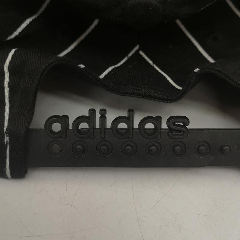 アディダス adidas 帽子 キャップ 90s ストライプ ロゴ 刺繡 キャップ - 白 / ホワイト / white X 黒 / ブラック / black メンズ USED 古着 中古 50156167