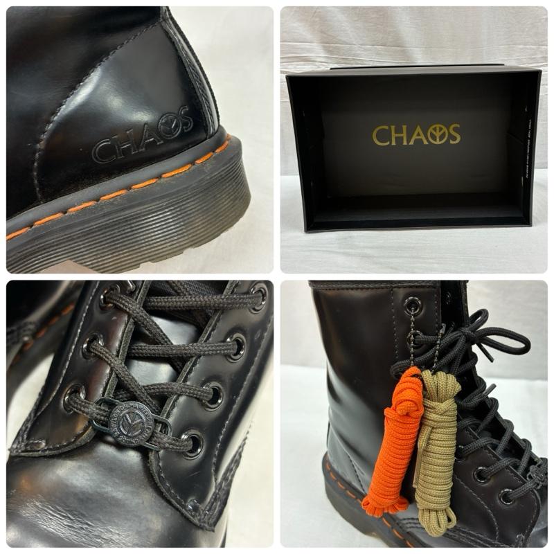 ドクターマーチン Dr.Martens ブーツ ショートブーツ BEAMS BABYLON トリプルネーム 1460 SMOOTH 8EYE レースアップ 8ホール ブーツ UK:7 ロゴ、文字 黒 / ブラック / black X 橙 / オレンジ / orange メンズ USED 古着 中古 50156197