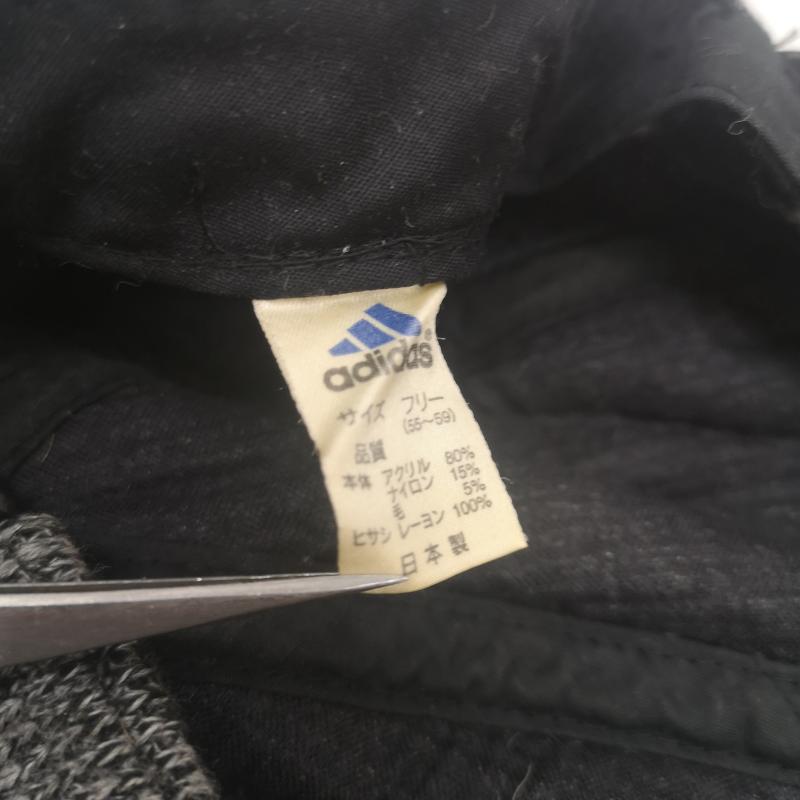 アディダス adidas 帽子 キャップ 90s ウール ニットキャップ - 黒 / ブラック / black X 灰 / グレー / gray メンズ USED 古着 中古 50156520
