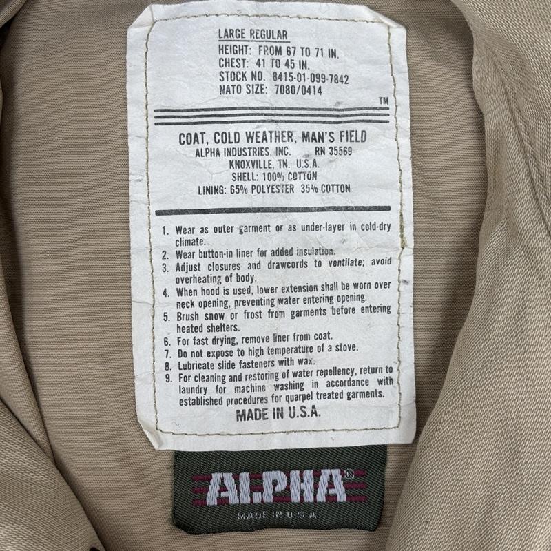 アルファ ALPHA ジャケット、上着 ジャンパー、ブルゾン 旧タグ USA製 M-65 フィールド ジャケット 8415-01-099-7842 L ベージュ / ベージュ / beige メンズ USED 古着 中古 50156532