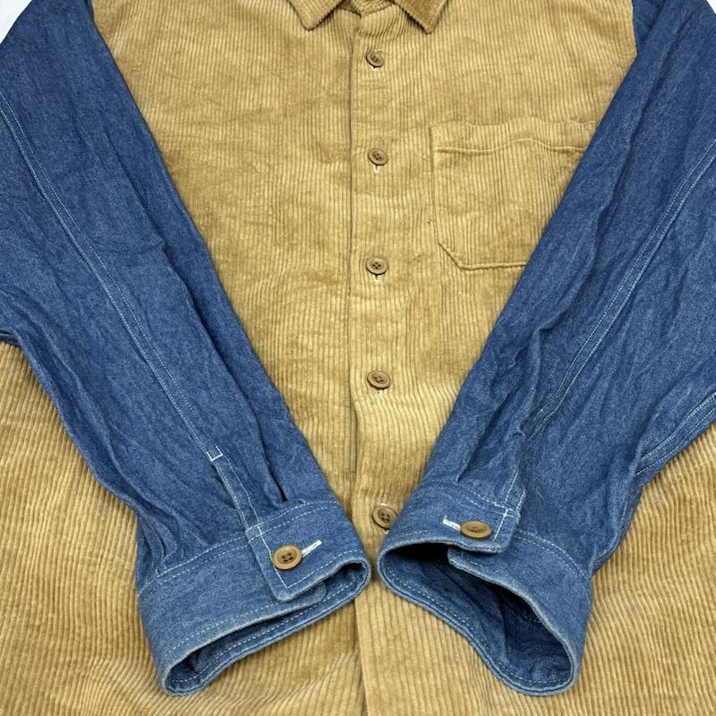 ステューシー STUSSY シャツ、ブラウス 長袖 20AW Cord Denim Mix コーデュロイ デニム 切替 シャツ 1110126 L ワンポイント X ロゴ、文字 メンズ USED 古着 中古 50156737