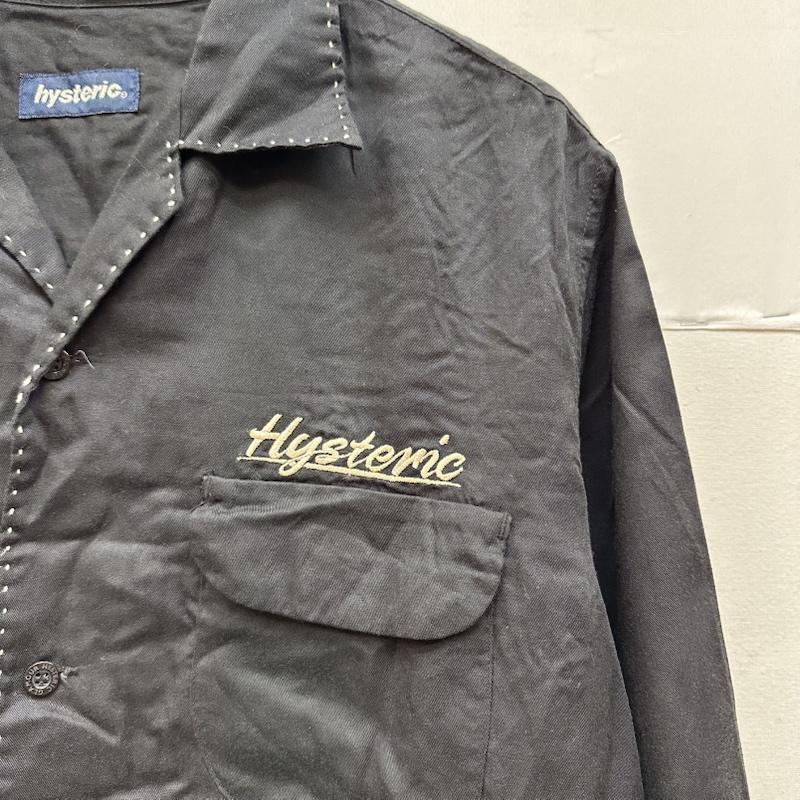 ヒステリックグラマー HYSTERIC GLAMOUR シャツ、ブラウス 長袖 初期 刺繍 オープンカラー ワーク シャツ 2AH-9900 FREE 黒 / ブラック / black メンズ USED 古着 中古 50156767
