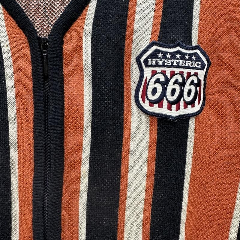 ヒステリックグラマー HYSTERIC GLAMOUR カーディガン 長袖 90s ストライプ ニット ジップ カーディガン 2ND-2610 FREE 橙 / オレンジ / orange X 黒 / ブラック / black X 白 / ホワイト / white レディース USED 古着 中古 50156791