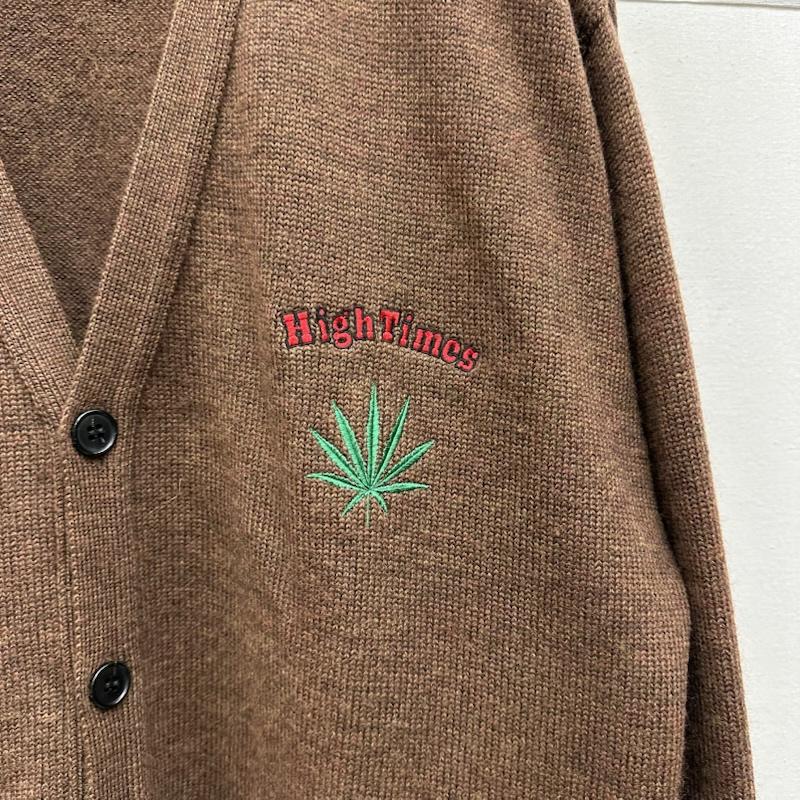 ワコマリア WACKO MARIA カーディガン 長袖 24SS HIGH TIMES ロゴ 刺繍 ニット カーディガン M 茶 / ブラウン / brown メンズ USED 古着 中古 50156872