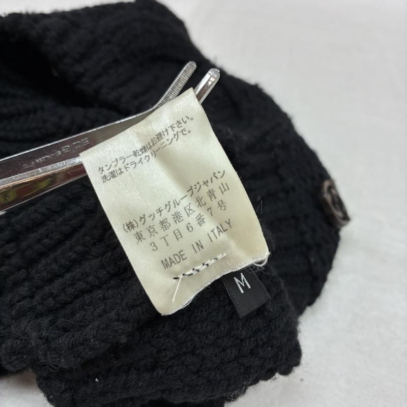 グッチ GUCCI 帽子 ニット帽 インターロッキングG ウール ケーブル ニット キャップ 300052 - ワンポイント X ロゴ、文字 黒 / ブラック / black メンズ USED 古着 中古 50157166