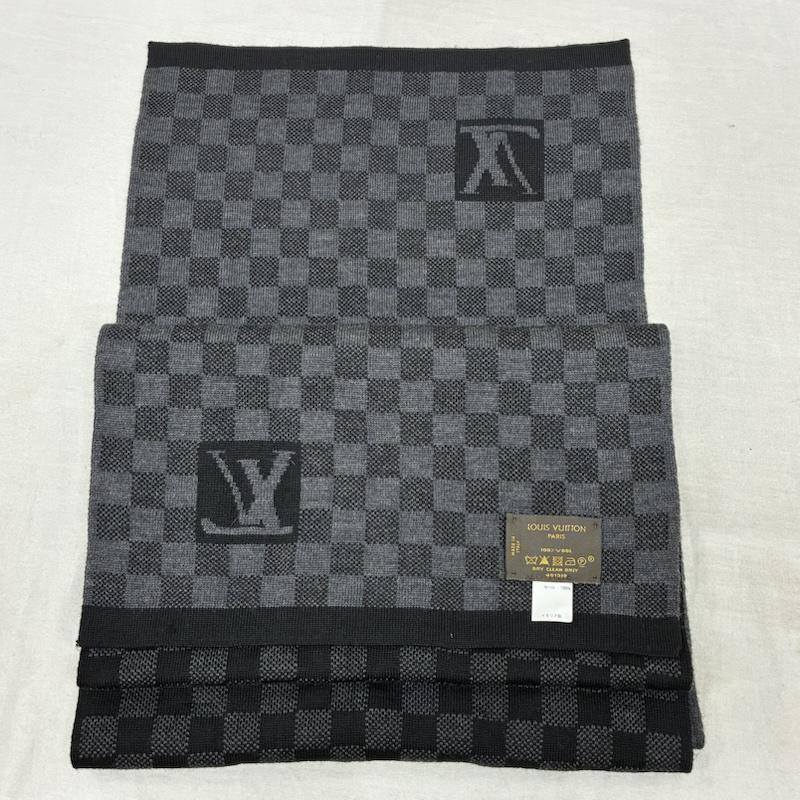 ルイヴィトン LOUIS VUITTON マフラー マフラー ダミエ グラフィット エシャルプ プティ マフラー M74200 ウール イタリア製 - 総柄 X ロゴ、文字 黒 / ブラック / black X 灰 / グレー / gray メンズ USED 古着 中古 50157601