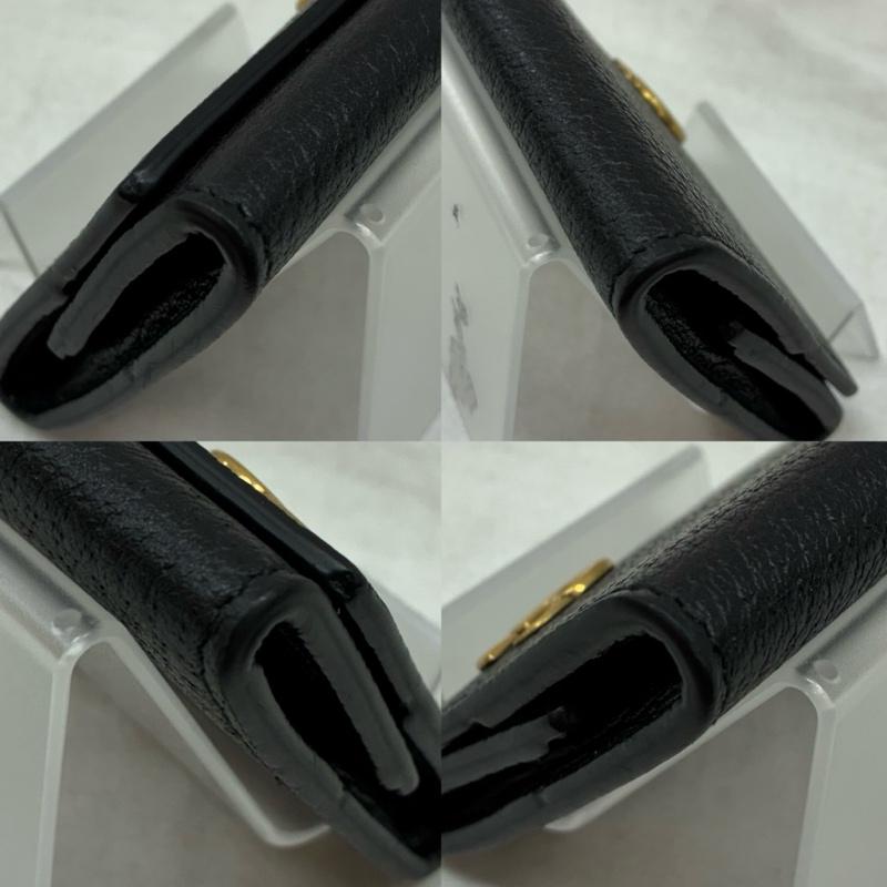 グッチ GUCCI 財布 コンパクト財布 GGマーモント レザー 三つ折り 小銭入れ コインケース ゴールドロゴ 473959 - ロゴ、文字 X ワンポイント 黒 / ブラック / black X 金 / ゴールド / gold color メンズ USED 古着 中古 50157636