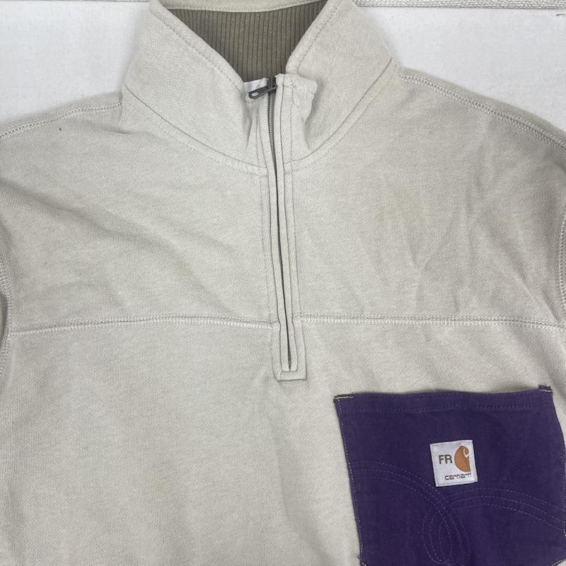 カーハート Carhartt トレーナー 長袖 ハーフジップ デニム ポケット ドッキング リメイク スウェット L ベージュ / ベージュ / beige メンズ USED 古着 中古 50157683