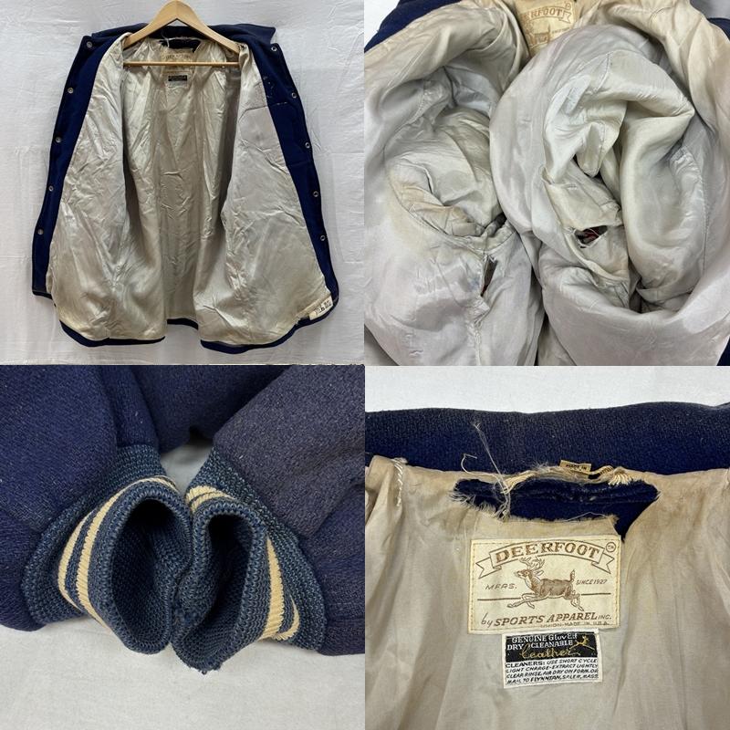 ヴィンテージ VINTAGE ジャケット、上着 ジャンパー、ブルゾン DEERFOOT 60年代 USA製 ウール ロンスタ スタジャン ワッペン ラウンドスリーブ 60s 42 紺 / ネイビー / navy メンズ USED 古着 中古 50157786