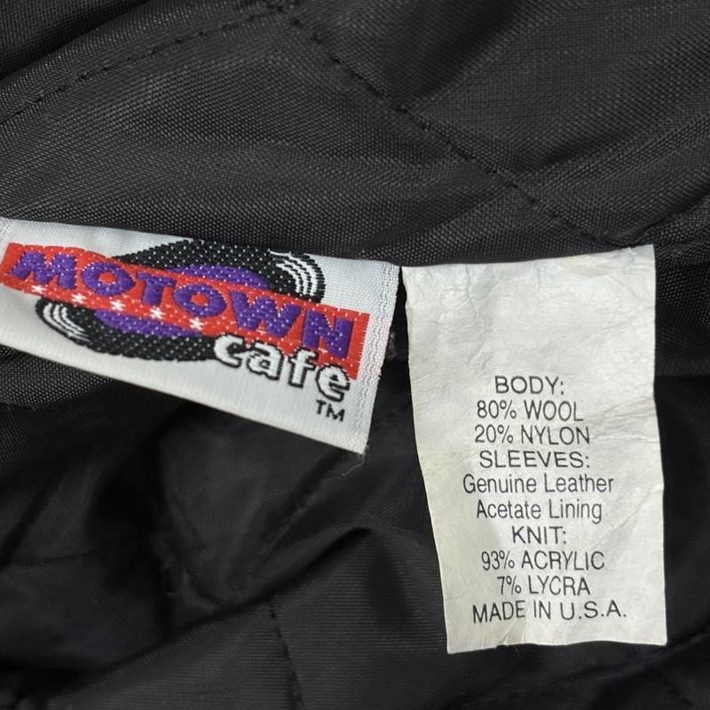 古着 USED ジャケット、上着 ジャンパー、ブルゾン MOTOWN CAFE モータウンカフェ USA製 ウール レザー スリーブ スタジャン スタジアム ジャケット XL ロゴ、文字 灰 / グレー / gray X 黒 / ブラック / black メンズ USED 古着 中古 50157912