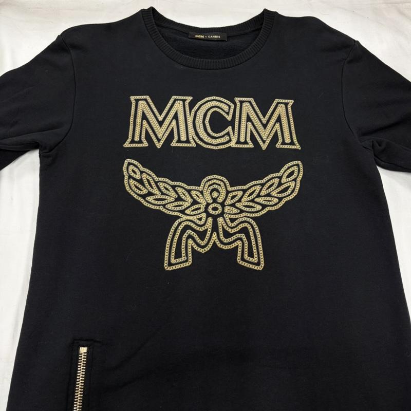 エムシーエム MCM トレーナー 長袖 ロゴ スウェット トレーナー プリント ワンピース チェーン ジッパー プルオーバー M ロゴ、文字 X プリント 黒 / ブラック / black X 金 / ゴールド / gold color レディース USED 古着 中古 50157935
