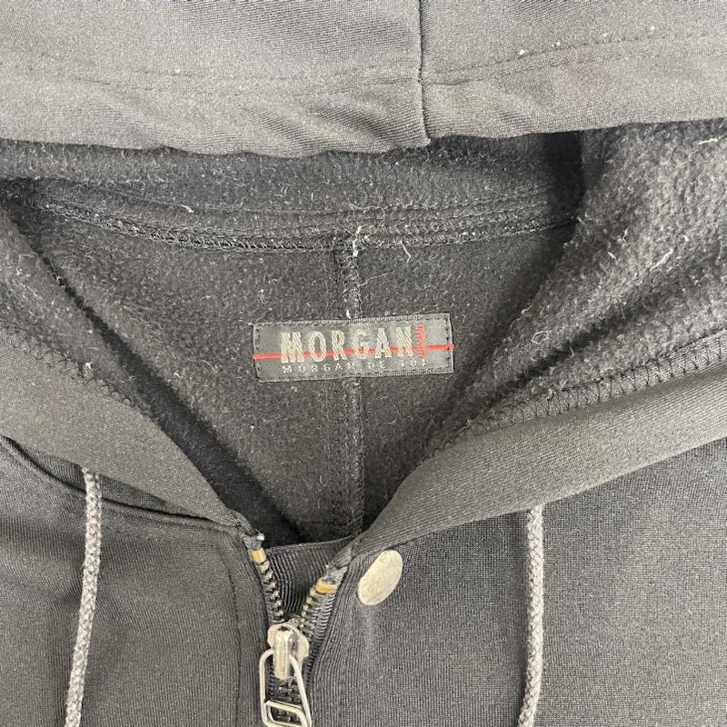 モルガンオム MORGAN HOMME パーカー 長袖 00s ダブルジップ ストレッチ リブ パーカー 黒 / ブラック / black メンズ USED 古着 中古 50157965