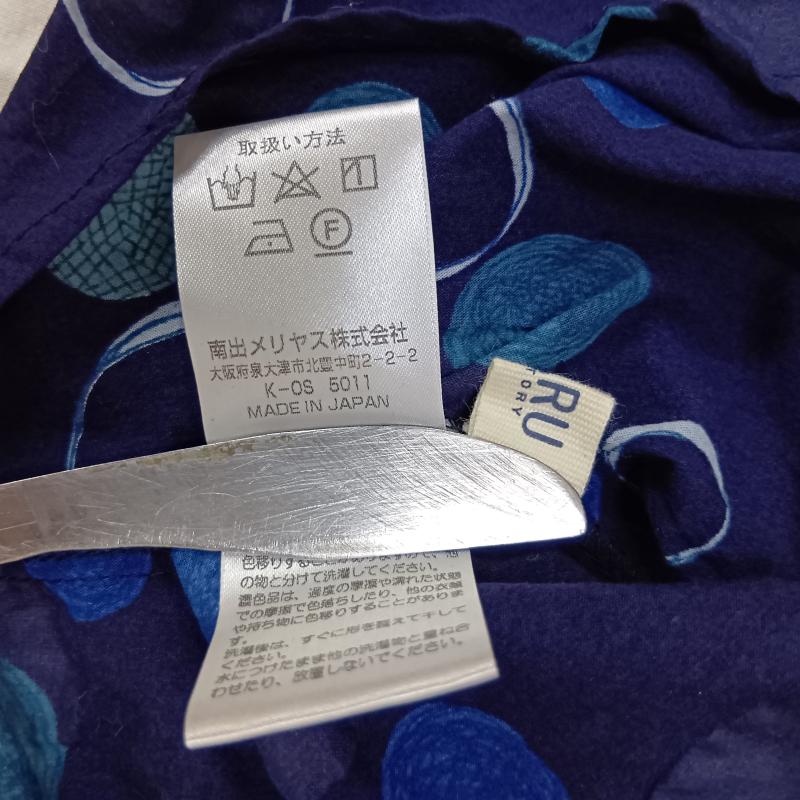 古着 USED シャツ、ブラウス 半袖 NARU FACTORY フリルギャザーデザイン 水玉プリント 半袖シャツブラウス navy cotton100% size:1 1 ドット 紺 / ネイビー / navy レディース USED 古着 中古 50158033