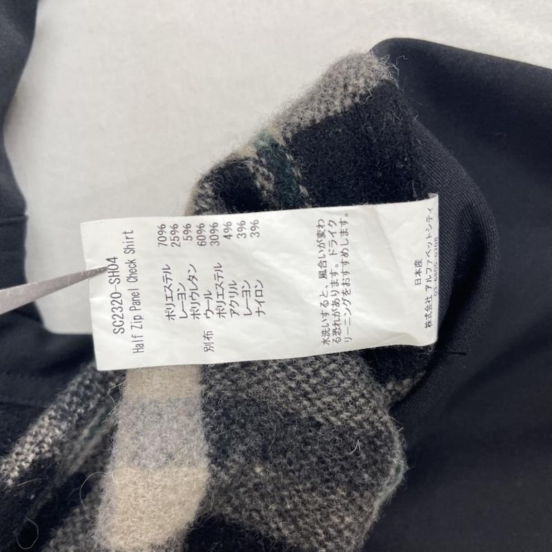 サノバチーズ SON OF THE CHEESE トレーナー 長袖 日本製 Half Zip Panel Check Shirt チェック柄 ウール レーヨン SC2320-SH04 L 黒 / ブラック / black メンズ USED 古着 中古 50158359