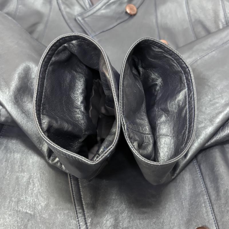 ピエールバルマン PIERRE BALMAIN ジャケット、上着 レザージャケット ラムレザーコート ダブルジャケット navy FREE FREE ワンポイント X ロゴ、文字 紺 / ネイビー / navy レディース USED 古着 中古 50158636