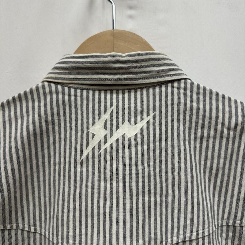 エレクトリックコテージ electric cottage シャツ、ブラウス 長袖 90s アーカイブ ストライプ シャツ - 白 / ホワイト / white X 灰 / グレー / gray メンズ USED 古着 中古 50159103