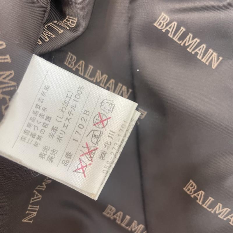 バルマン BALMAIN ジャケット、上着 レザージャケット ラムレザー テーラードジャケット 羊革 ラムスキン 11号 無地 ダークブラウン / ダークブラウン / レディース USED 古着 中古 50159411