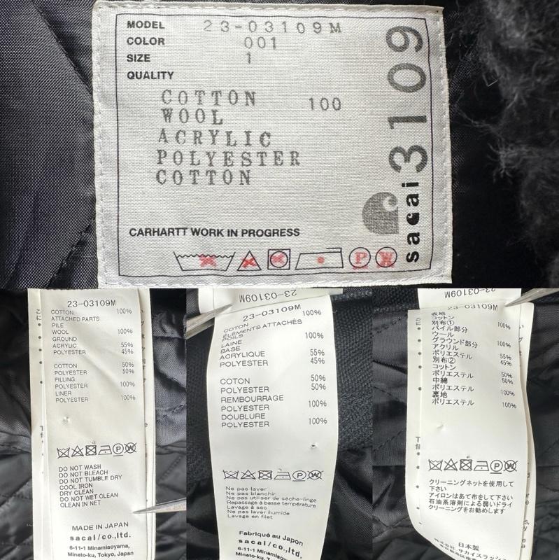 サカイ Sacai ジャケット、上着 ジャンパー、ブルゾン 23AW Carhartt WIP Canvas Parka Siberian キャンバス ボア シベリアン コート 23-03109M 1 黒 / ブラック / black メンズ USED 古着 中古 50159651