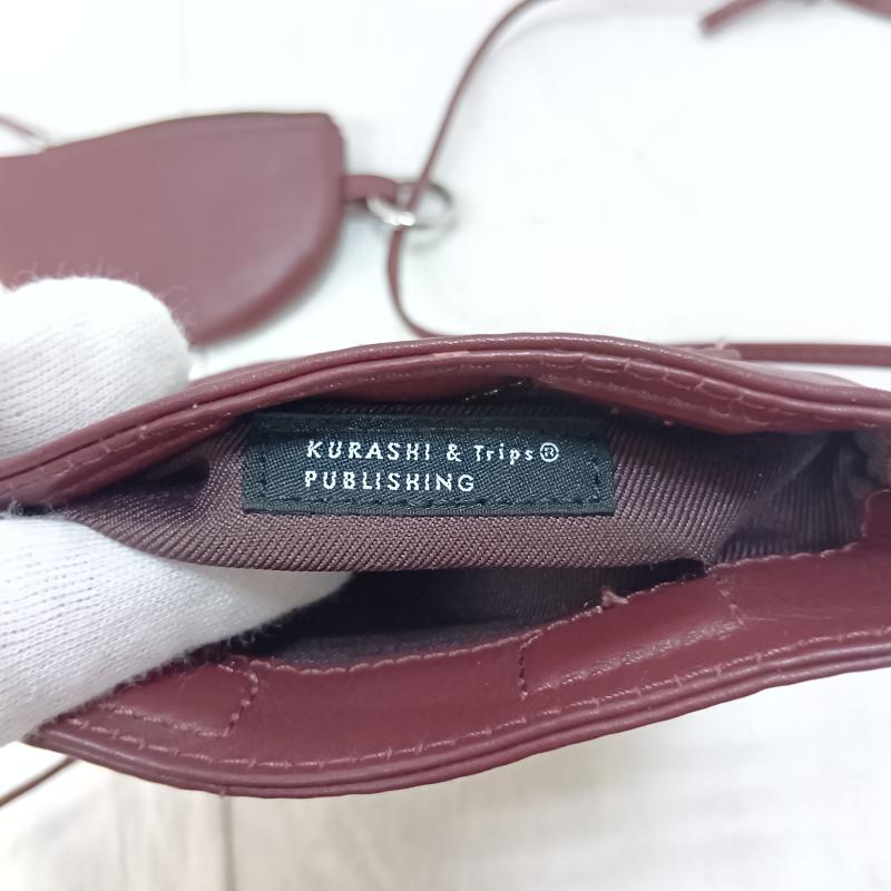 古着 USED ショルダーバッグ ショルダーバッグ KURASHI&Trips PUBLISHING レザー スマホポシェット ミニポーチ付き バーガンディ サコッシュ - 無地 えんじ / ワインレッド / dark red レディース USED 古着 中古 50159668