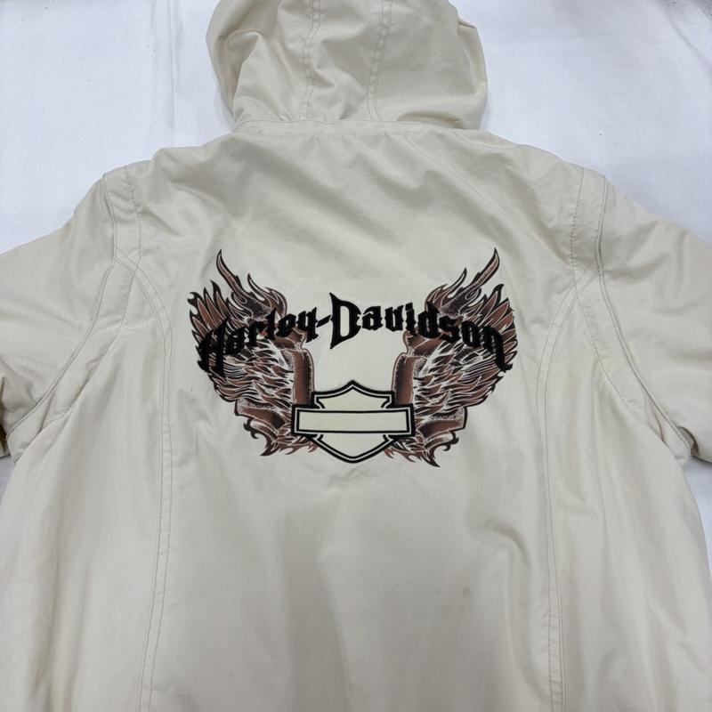 ハーレーダビッドソン Harley-Davidson ジャケット、上着 ジャンパー、ブルゾン 3way リバーシブル ブルゾン ジャケット ロゴ 刺繍 ベスト ナイロン ニット L ロゴ、文字 X 刺繍 ベージュ / ベージュ / beige X 茶 / ブラウン / brown X 黒 / ブラック / black レディース USED 古着 中古 50159823