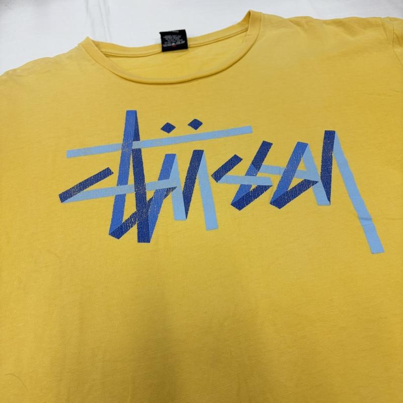 ステューシー STUSSY Tシャツ 半袖 OLD オールド 半袖 ロゴ プリント Tシャツ メキシコ製 L ロゴ、文字 X プリント 黄 / イエロー / yellow X 青 / ブルー / blue メンズ USED 古着 中古 50160012