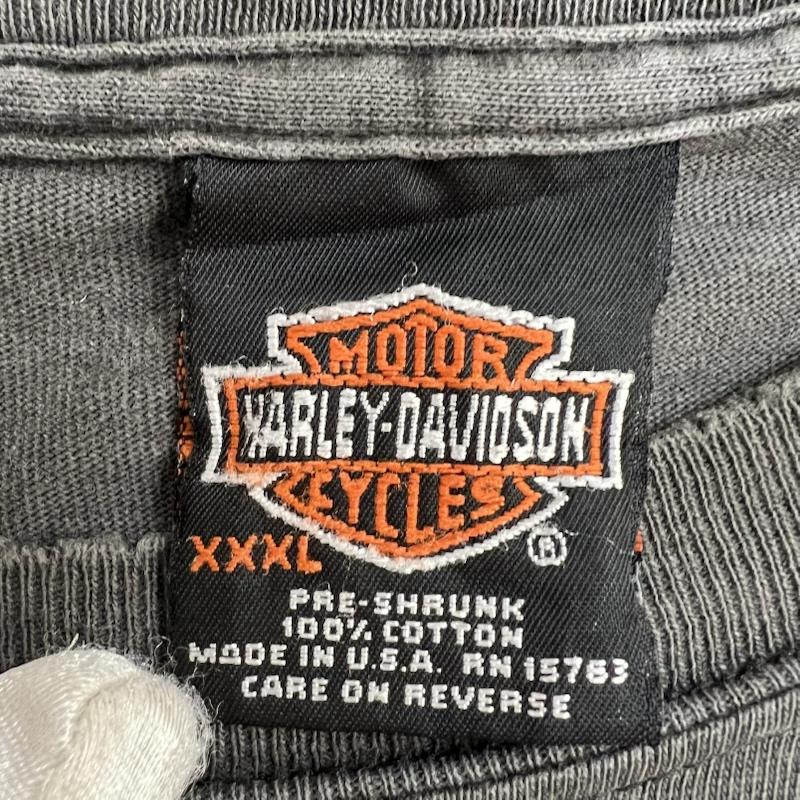 ハーレーダビッドソン Harley-Davidson Tシャツ 半袖 00s USA製 星条旗 ロゴ ヴィンテージ Tシャツ フェード XXXL - 黒 / ブラック / black メンズ USED 古着 中古 50160183