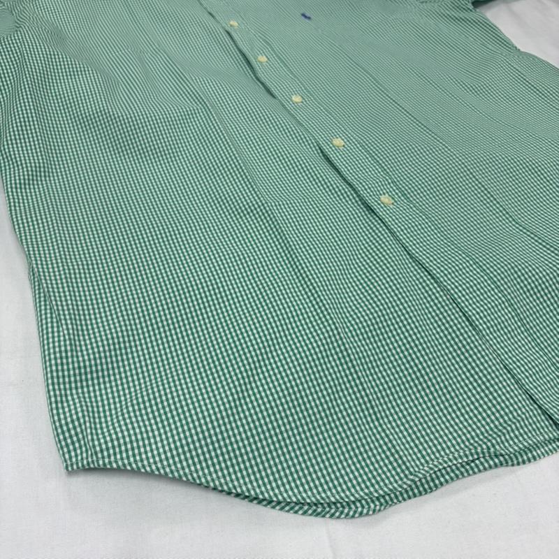 ラルフローレン RALPHLAUREN シャツ、ブラウス 半袖 90s ボタンダウン 半袖 ギンガムチェックシャツ ポニー刺繡 BLAKE vintage ヴィンテージ L チェック X ワンポイント X ロゴ、文字 X 刺繍 緑 / グリーン / green X 紫 / パープル / purple メンズ USED 古着 中古 50160418