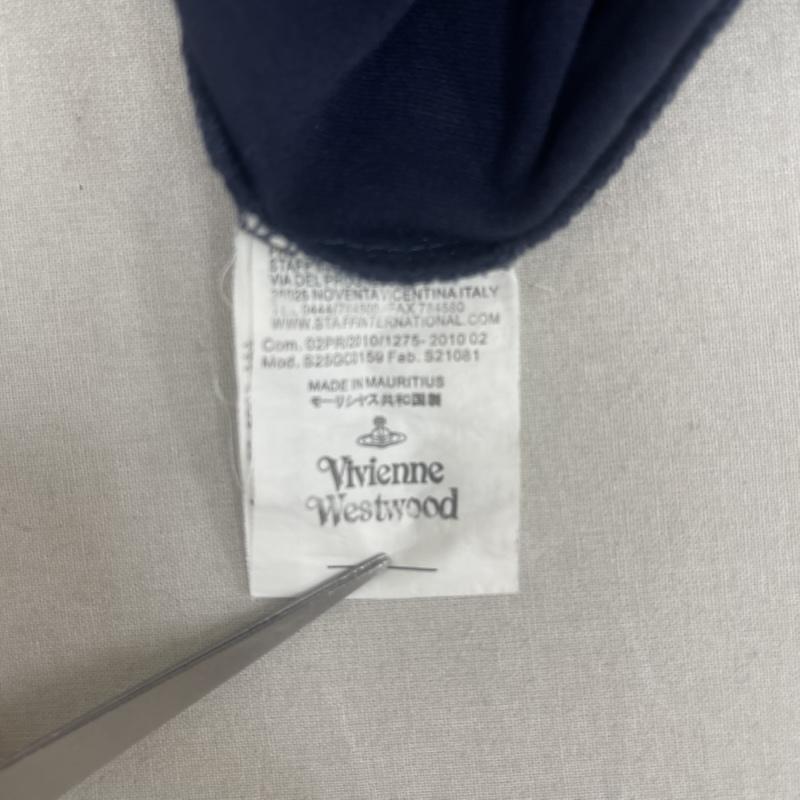 ヴィヴィアンウエストウッドマン Vivienne Westwood MAN ポロシャツ 半袖 オーブ ロゴ 刺繍 袖 切り替えし 半袖 ポロシャツ トップス M 紺 / ネイビー / navy メンズ USED 古着 中古 50160466