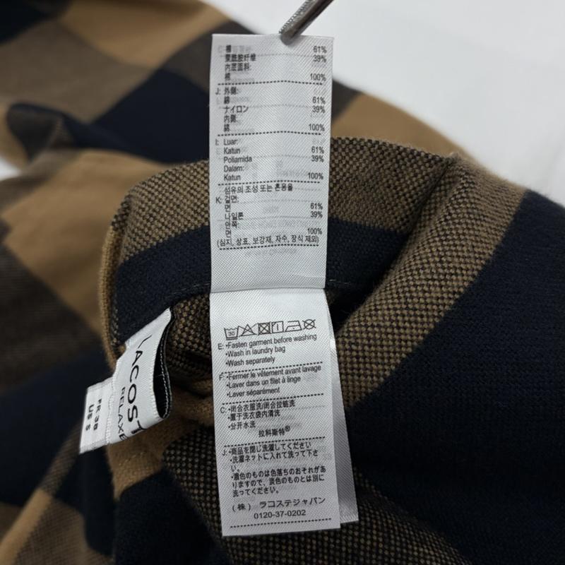 ラコステ LACOSTE ジャケット、上着 ジャケット、ブレザー バッファローチェック リバーシブル シャツ アウター ジャケット ロゴ 刺繍 S チェック X ワンポイント X ロゴ、文字 X 刺繍 キャメル / キャメル / X 黒 / ブラック / black メンズ USED 古着 中古 50160529