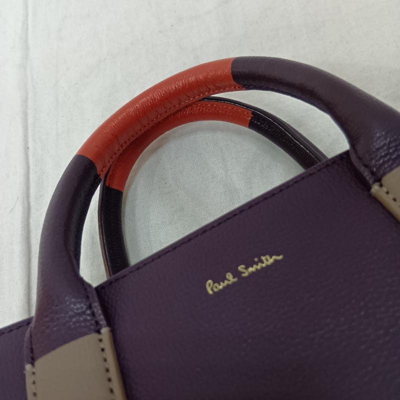 ポールスミス Paul Smith ハンドバッグ ハンドバッグ 2way バイカラーハンド ショルダー バッグ purple×orange ワンポイントロゴ レザーバッグ 本革 - ロゴ、文字 紫 / パープル / purple X 橙 / オレンジ / orange レディース USED 古着 中古 50160539