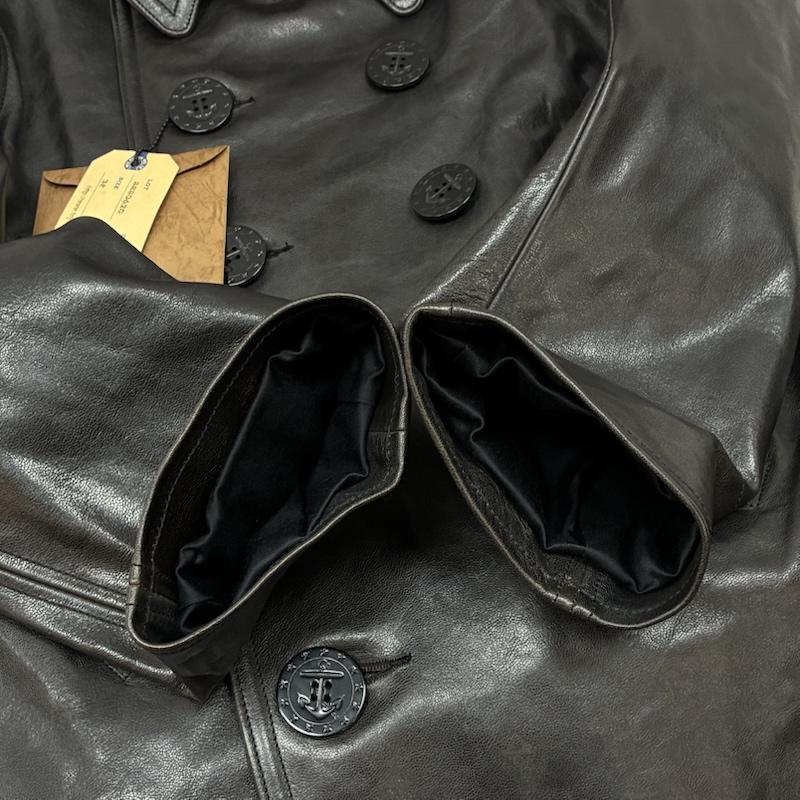 バズリクソンズ Buzz Rickson s コート ピーコート WILLIAM GIBSON ウィリアムギブソン Type BLACK LEATHER PEA COAT ホースハイド レザー ピーコート BR80620 38 メンズ USED 古着 中古 50160589