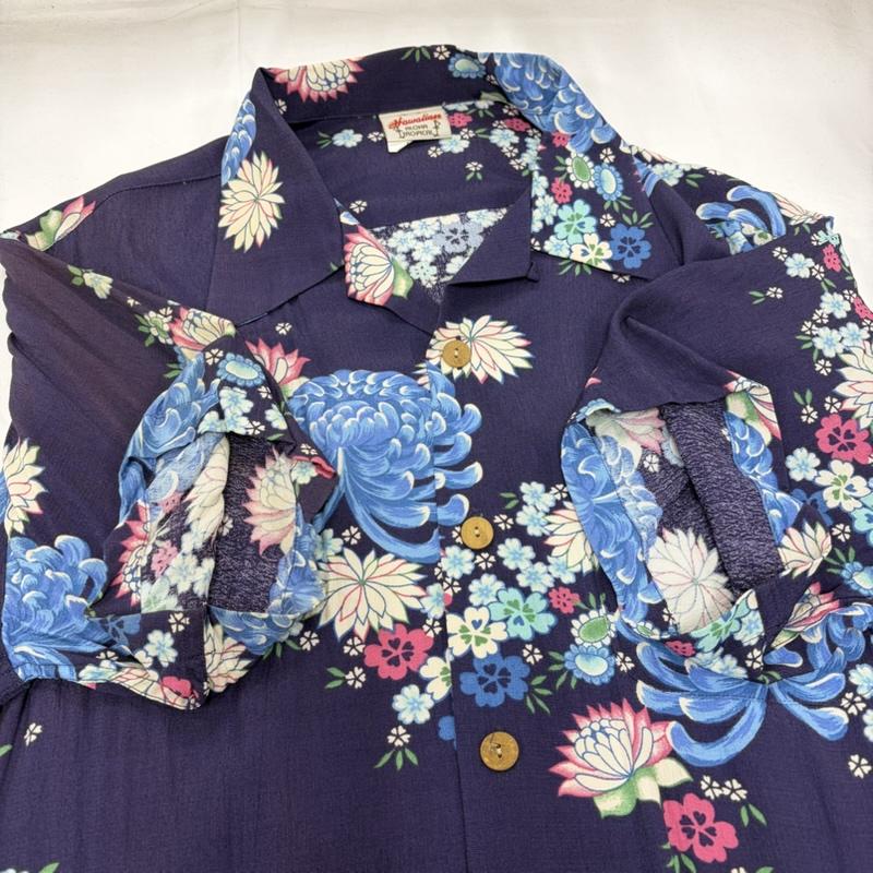 古着 USED シャツ、ブラウス 半袖 Hawaaiians 花柄 アロハシャツ フラワープリント L 花柄 X プリント 紺 / ネイビー / navy X マルチカラー / マルチカラー / multicolor メンズ USED 古着 中古 50160636