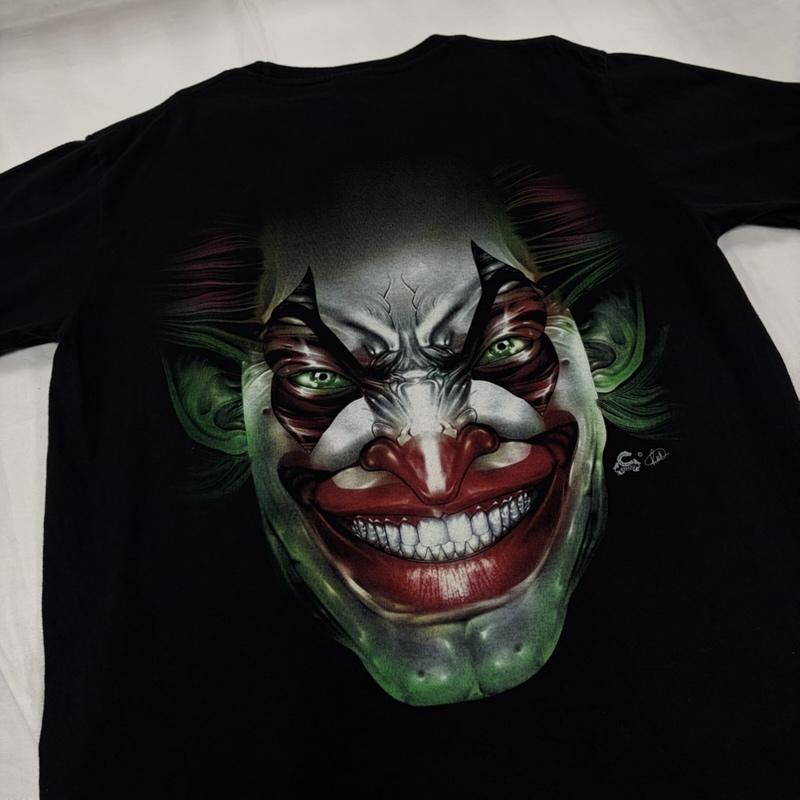古着 USED Tシャツ 半袖 caballo 半袖 グラフィック ビッグ 両面プリント トランプ ピエロ ホラー ジョーカー L プリント 黒 / ブラック / black X マルチカラー / マルチカラー / multicolor メンズ USED 古着 中古 50160683
