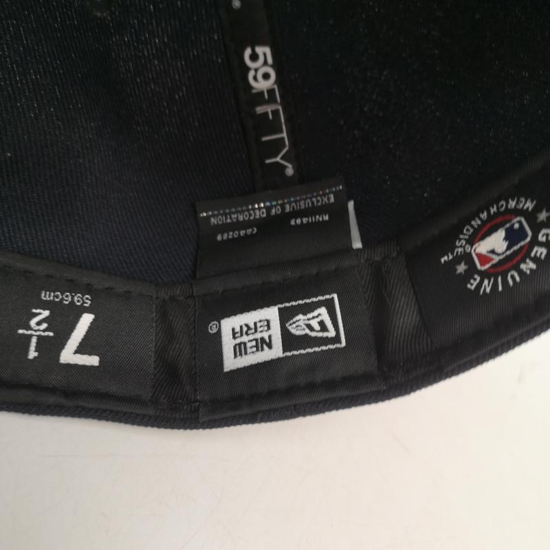 ニューエラ NEW ERA 帽子 キャップ ネオンチューブ ロゴ ニューヨーク ヤンキース 7 1/2 - 紺 / ネイビー / navy メンズ USED 古着 中古 50160870