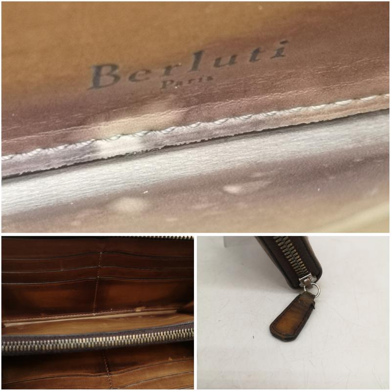 ベルルッティ Berluti 財布 長財布 イタウバ スクリット レザー ロング ジップウォレット 長財布 - 茶 / ブラウン / brown メンズ USED 古着 中古 50160875